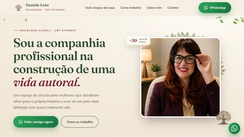 Landing page da psicóloga Daniele Leão