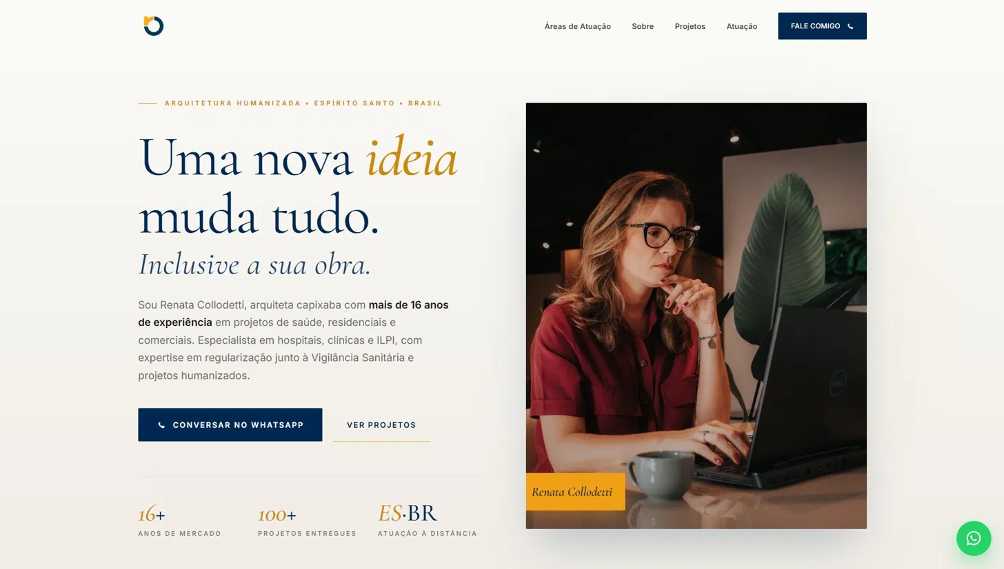 Landing page da arquiteta Renata Collodetti
